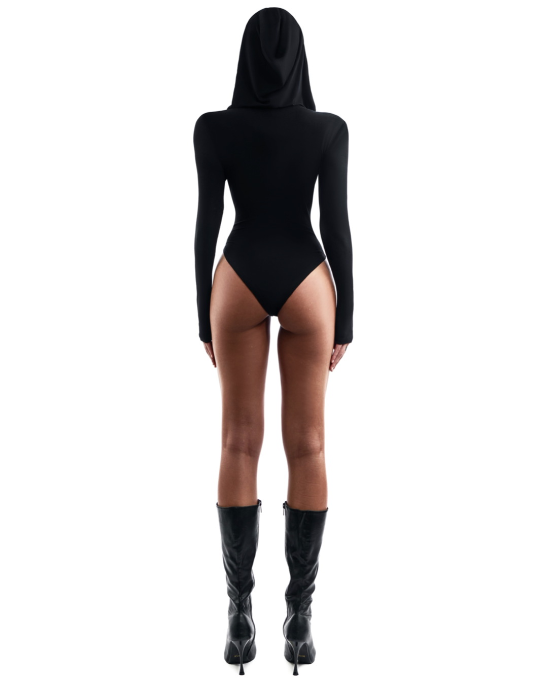 Noir Long Sleeve Hooded Bodysuit
